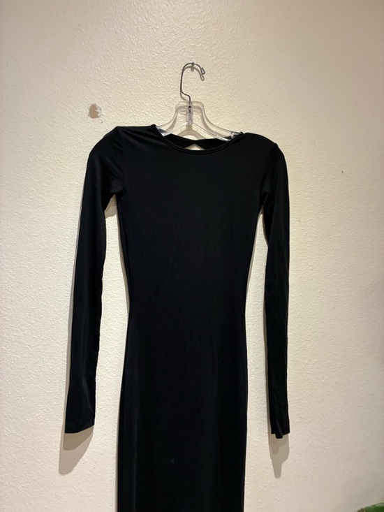 SKIMS SMOOTH LOUNGE LONG SLEEVE OPEN BACK LONG DRESS SZ XXS BLACK - Picture 3 of 5